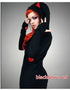 Autumn Women Thumb Sleeve Fox Ears Patchwork Hoodies Kawaii zipper Tracksuit - menochic